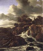 Jacob van Ruisdael A Waterfall with Rocky Hilla and Trees oil painting